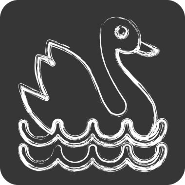 İkon Kuğu. Eğitim sembolü için uygun. Tebeşir stili. Basit dizayn edilebilir. tasarım şablonu