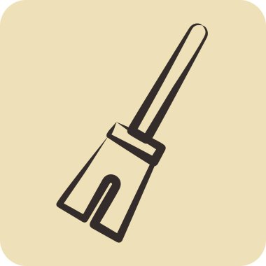 Simge Süpürgesi. Cadılar Bayramı sembolü için uygun. El çizimi tarzı. Basit dizayn edilebilir. dizayn şablonu