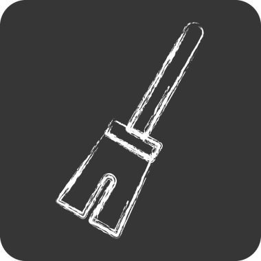 Simge Süpürgesi. Cadılar Bayramı sembolü için uygun. Tebeşir stili. Basit dizayn edilebilir. tasarım şablonu