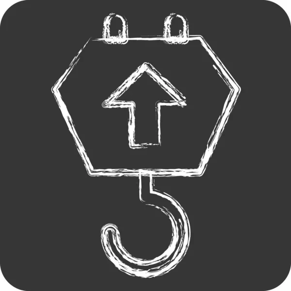 Ікона Крейна Хука Підходящий Освітнього Символу Крейдяний Стиль Простий Дизайн — стоковий вектор