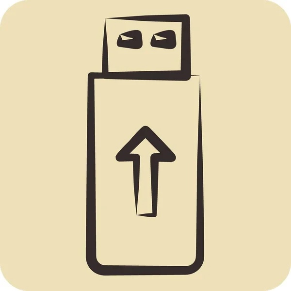 Icono Flashdisk Adecuado Para Componentes Del Ordenador Símbolo Estilo Dibujado — Vector de stock