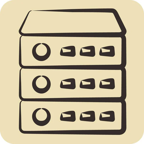 Icon服务器 适用于计算机组件符号 手绘风格 简单的设计可以编辑 设计模板 — 图库矢量图片