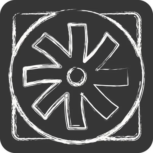 Іконка Вентилятор Підходить Символу Комп Ютерних Компонентів Крейдяний Стиль Простий — стоковий вектор
