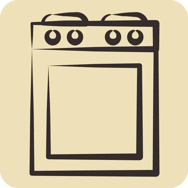 Icon Stove Suitable Kitchen Appliances Symbol Hand Drawn Style Simple — Stock Vector