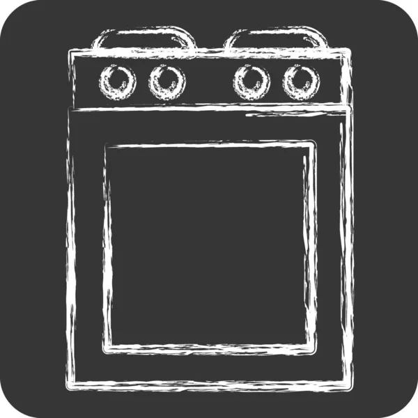 Ikonenherd Vorhanden Geeignet Für Küchengeräte Symbol Kreide Stil Einfaches Design — Stockvektor