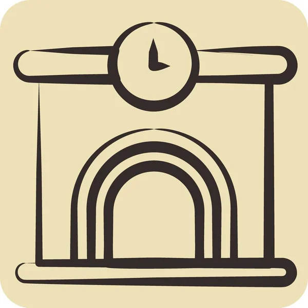 Icon Railway Station Подходит Символа Образования Ручной Стиль Простой Дизайн — стоковый вектор