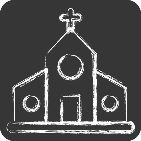 Иконная Церковь Подходит Символа Образования Меловой Стиль Простой Дизайн Редактируемый — стоковый вектор