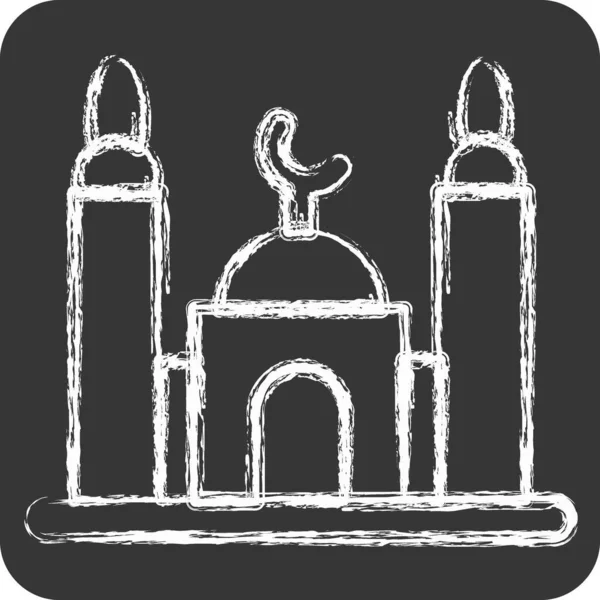 Icon Mosque Suitable Education Symbol Chalk Style Simple Design Editable — Stock Vector