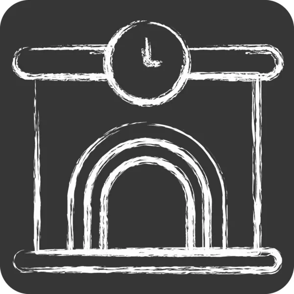 Icon Railway Station Подходит Символа Образования Меловой Стиль Простой Дизайн — стоковый вектор