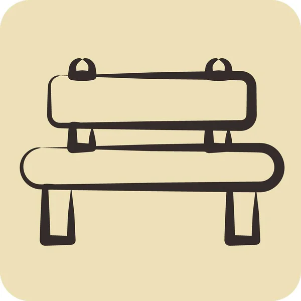 Icon Bench 适用于城市公园标志 手绘风格 简单的设计可以编辑 设计模板 — 图库矢量图片
