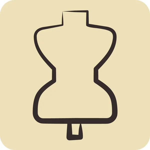 Icona Tailor Dummy Adatto Simbolo Istruzione Stile Disegnato Mano Design — Vettoriale Stock