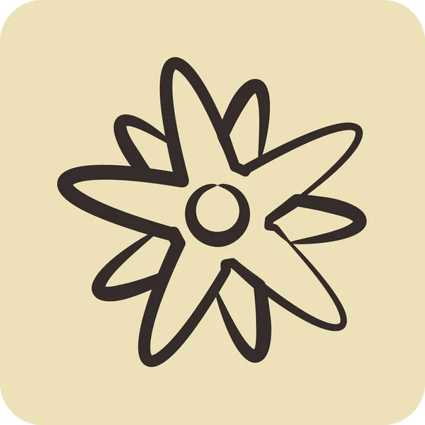Ikonen Edelweiss Lämplig För Utbildning Symbol Handritad Stil Enkel Design — Stock vektor