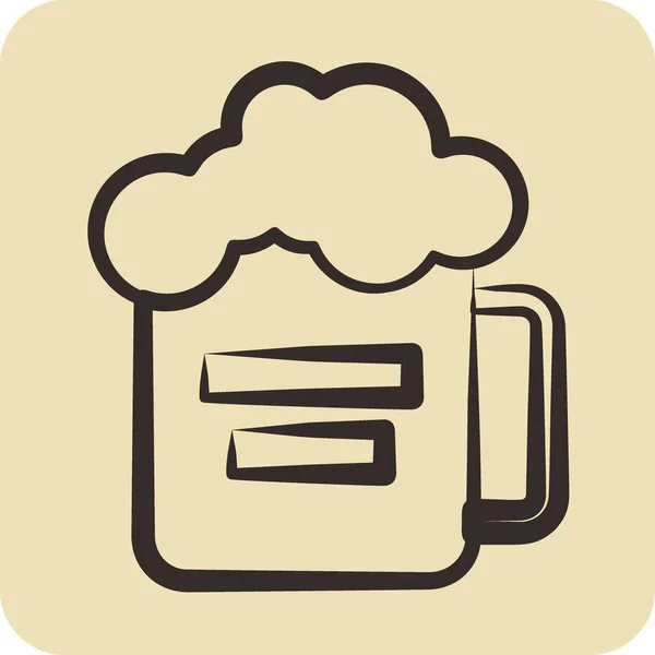 Icon Hrnek Piva Vhodný Pro Symbol Vzdělání Ručně Kreslený Styl — Stockový vektor