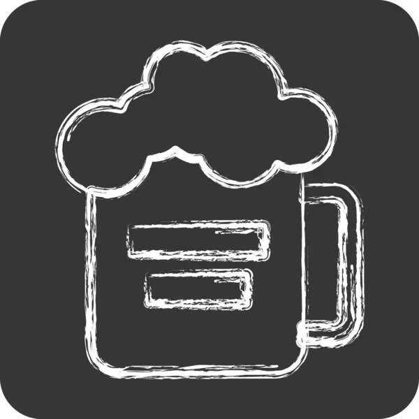 冰杯的啤酒 适合教育符号 粉笔风格 简单的设计可以编辑 设计模板向量 — 图库矢量图片