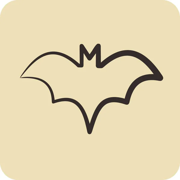Icon Bat Vhodný Pro Halloween Symbol Ručně Kreslený Styl Jednoduchý — Stockový vektor