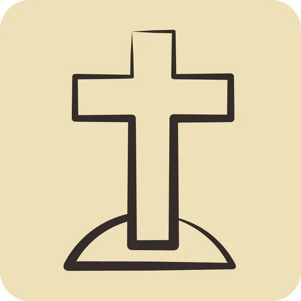 Icon Cross Adequado Para Símbolo Halloween Estilo Desenhado Mão Design — Vetor de Stock