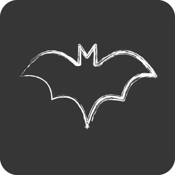 Icon Bat Vhodný Pro Halloween Symbol Křídový Styl Jednoduchý Design — Stockový vektor