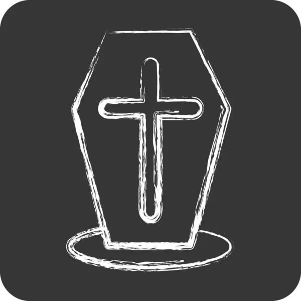 Icono Coffin Adecuado Para Símbolo Halloween Estilo Tiza Diseño Simple — Archivo Imágenes Vectoriales