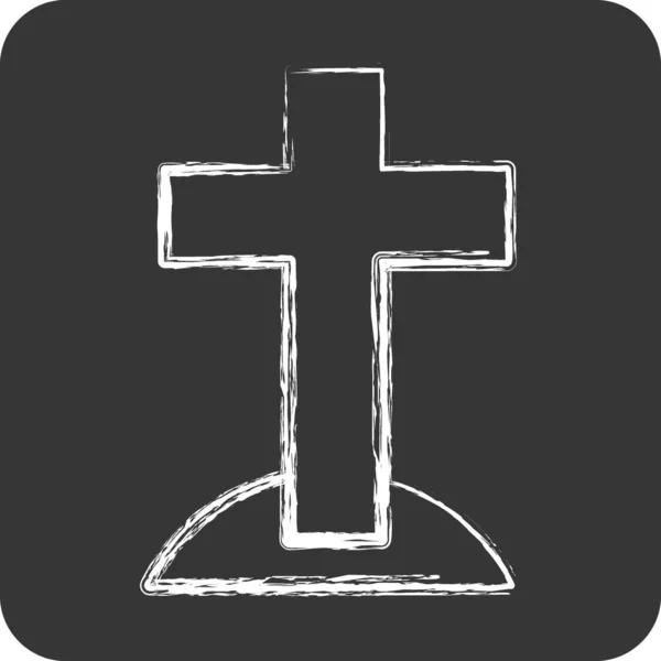 Icon Cross Suitable Halloween Symbol Chalk Style Simple Design Editable — Stock Vector