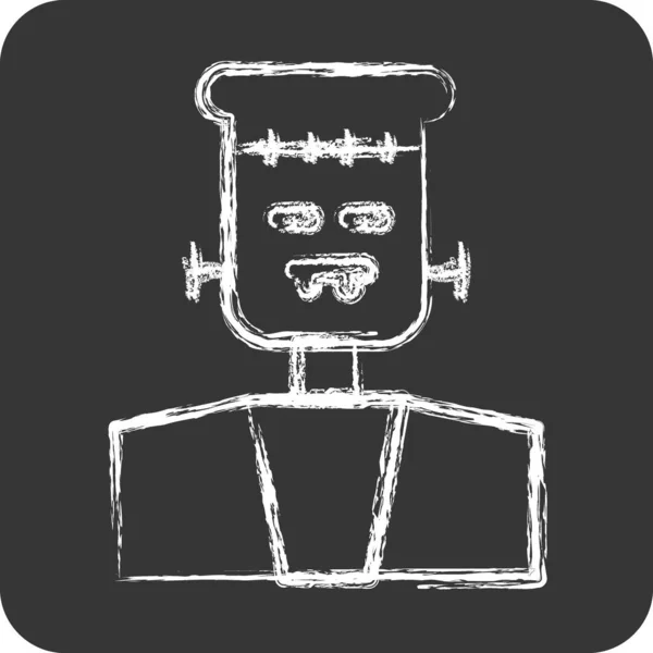 Ikone Frankenstein Passend Für Halloween Symbol Kreide Stil Einfaches Design — Stockvektor