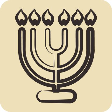 Icon Menorah. Ev sembolü için uygun. El çizimi tarzı. Basit dizayn edilebilir. dizayn şablonu