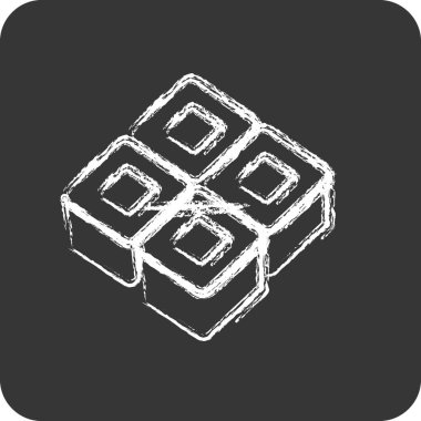 Simge suşi ruloları. Japon sembolü için uygun. Tebeşir stili. Basit dizayn edilebilir. tasarım şablonu