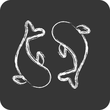 Simge Sazanları. Japon sembolü için uygun. Tebeşir stili. Basit dizayn edilebilir. tasarım şablonu