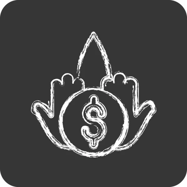 Icon Crowdfunding Vhodný Pro Symbol Vzdělání Křídový Styl Jednoduchý Upravitelný — Stockový vektor