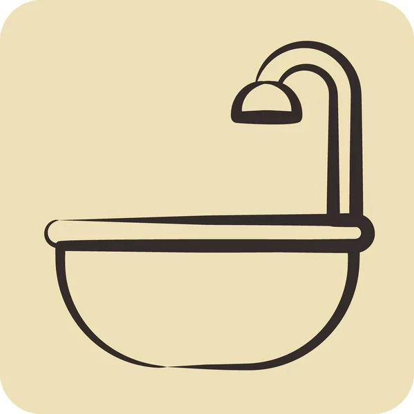 Casa Banho Com Ícones Apropriado Para Símbolo Das Crianças Estilo — Vetor de Stock