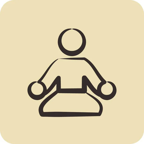 アイコン瞑想 健康的なシンボルに適しています 手描きスタイル シンプルなデザインを編集できます デザインテンプレート — ストックベクタ