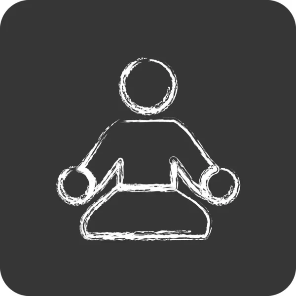 Піктограма Медитація Підходить Здорового Символу Крейдяний Стиль Простий Дизайн Який — стоковий вектор