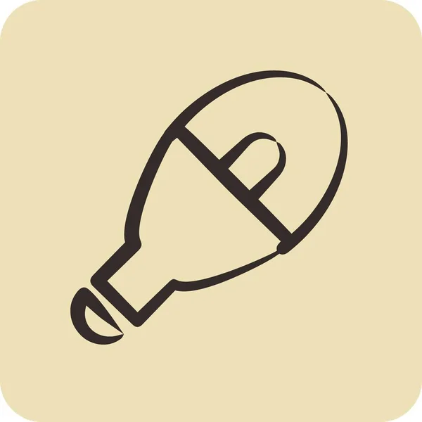 Icône Led Ampoule Adapté Symbole Maison Style Dessiné Main Conception — Image vectorielle