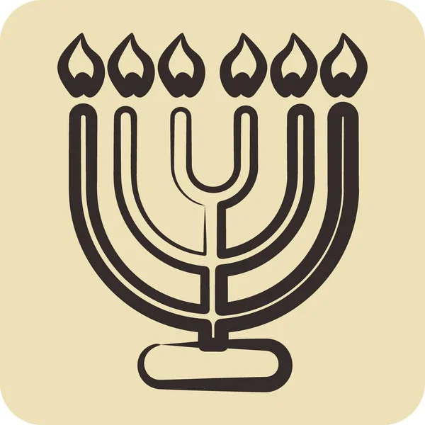Icon Menorah Suitable House Symbol Hand Drawn Style Simple Design — Stock Vector
