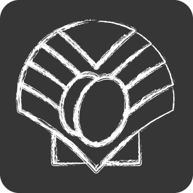 Icon Scallop. Deniz ürünleri sembolü için uygun. Tebeşir stili. Basit dizayn edilebilir. tasarım şablonu