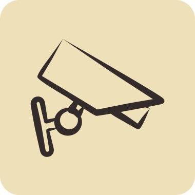 Simge güvenlik kamerası. Güvenlik sembolü için uygun. El çizimi tarzı. Basit dizayn edilebilir. dizayn şablonu