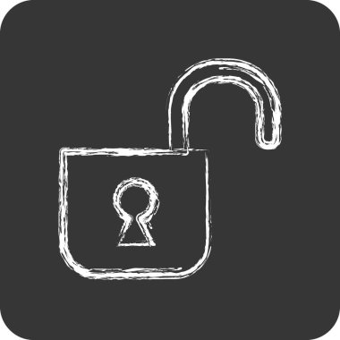 Simge açıldı. Güvenlik sembolü için uygun. Tebeşir stili. Basit dizayn edilebilir. tasarım şablonu