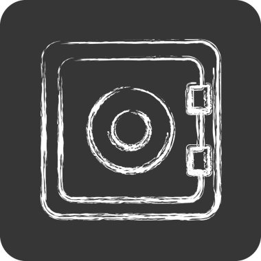 Icon Bankası Kasası. Güvenlik sembolü için uygun. Tebeşir stili. Basit dizayn edilebilir. tasarım şablonu