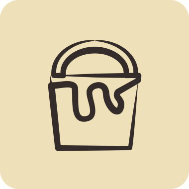 Simge Boya Kovası. Bina sembolü için uygun. El çizimi tarzı. Basit dizayn edilebilir. dizayn şablonu