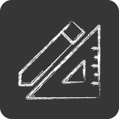 Simge Kalem ve Cetvel. Bina sembolü için uygun. Tebeşir stili. Basit dizayn edilebilir. tasarım şablonu