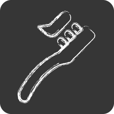 İkon diş fırçası. Tıp sembolü için uygun. Tebeşir stili. Basit dizayn edilebilir. tasarım şablonu