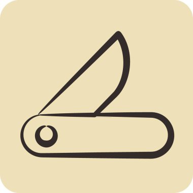 Simge Bıçak-Bıçak. Eğitim sembolü için uygun. El çizimi tarzı. Basit dizayn edilebilir. dizayn şablonu