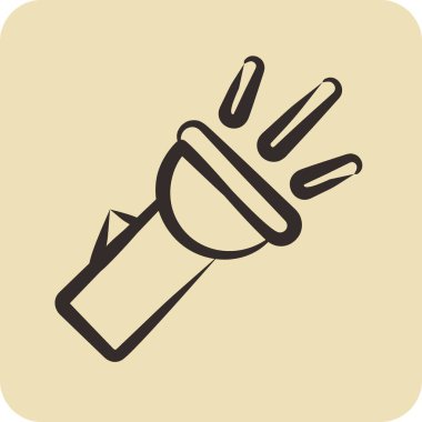 İkon Cep Feneri. Eğitim sembolü için uygun. El çizimi tarzı. Basit dizayn edilebilir. dizayn şablonu