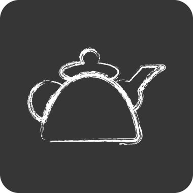 Icon Kettle. Eğitim sembolü için uygun. Tebeşir stili. Basit dizayn edilebilir. tasarım şablonu