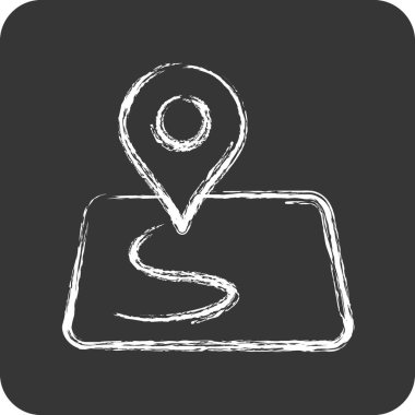 Simge yön bulma. Eğitim sembolü için uygun. Tebeşir stili. Basit dizayn edilebilir. tasarım şablonu