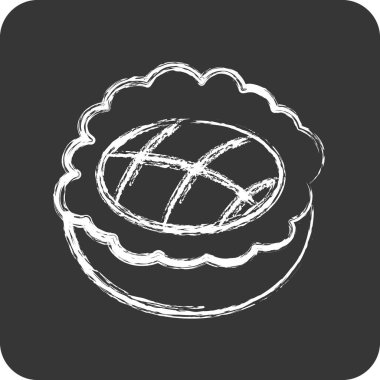 Simge Elmalı Turta. Pastane sembolü için uygun. Tebeşir stili. Basit dizayn edilebilir. tasarım şablonu