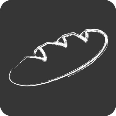 Simge Ekmek. Pastane sembolü için uygun. Tebeşir stili. Basit dizayn edilebilir. tasarım şablonu