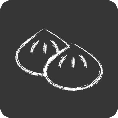 Icon Dumpling. Pastane sembolü için uygun. Tebeşir stili. Basit dizayn edilebilir. tasarım şablonu