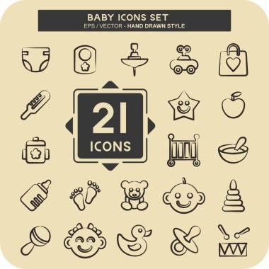 Icon Set Bebeği. Çocuk sembolü için uygun. El çizimi tarzı. Basit tasarım düzenlenebilir