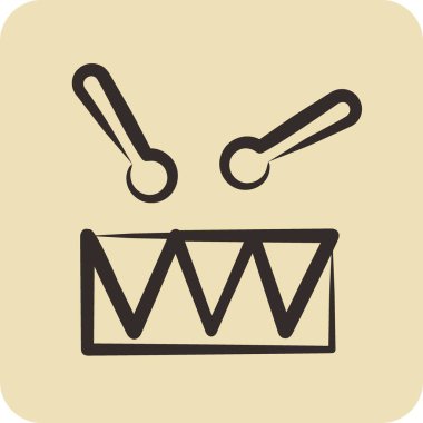 Simge Oyuncak Davulu. Çocuk sembolü için uygun. El çizimi tarzı. Basit dizayn edilebilir. dizayn şablonu