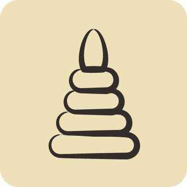 Simge Oyuncak Piramidi. Çocuk sembolü için uygun. El çizimi tarzı. Basit dizayn edilebilir. dizayn şablonu